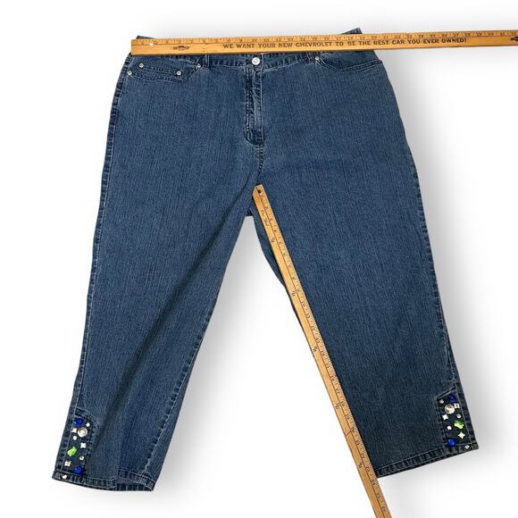 80s 90s Vintage Hearts of Palm rhinestone embellished denim jean suit - Picture 12 of 13